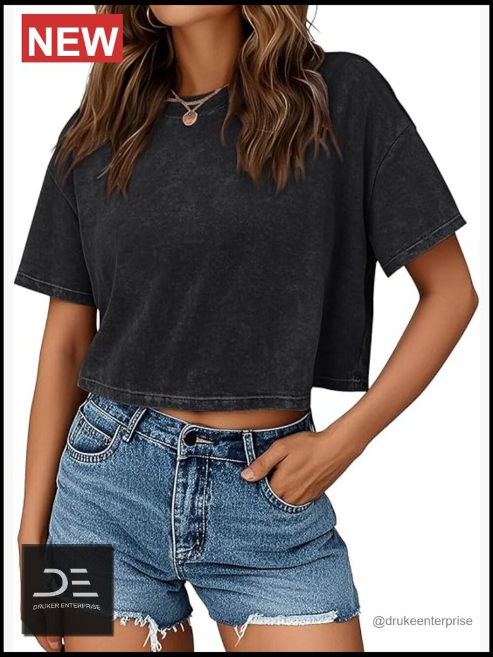 Crop Top Short Sleeve T-Shirt Acid Wash Casual Summer Workout Tee